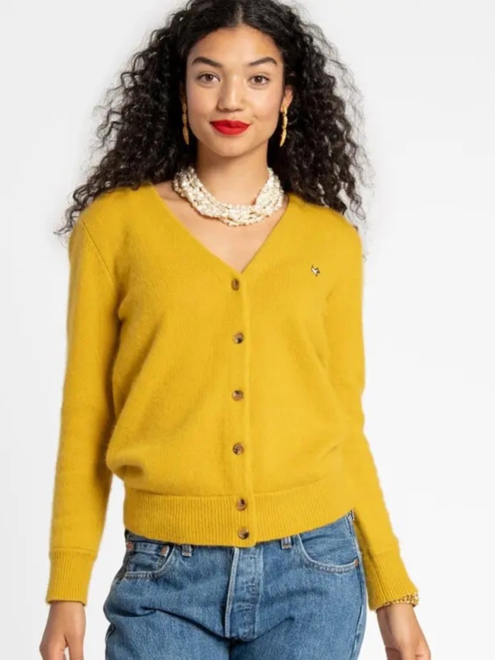 Frances Valentine Collegiate Sweater Mustard Yellow Scottie Dog XO Medium